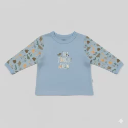 Babypanel „The Jungle Crew“ – Jersey Panel mit Tieren in Blau