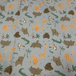 Babypanel „The Jungle Crew“ – Jersey Panel mit Tieren in Blau