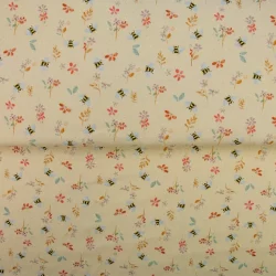 ???? Baumwolljersey „Busy Bees“ – Bienenzauber auf Vanille