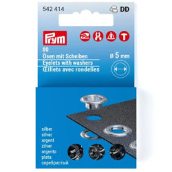 Prym Ösen mit Scheiben – Nachfüllpackung 5 mm, silber (80 Stück)