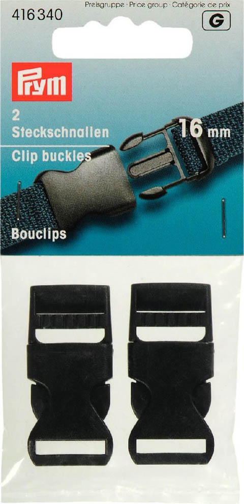 Steckschnalle KST 16 mm – Steckverschluss / Klickverschluss schwarz 2 Stück