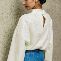 FM412014 knit co/pl/ny jacquard face – Gesichter-Jacquard in Creme