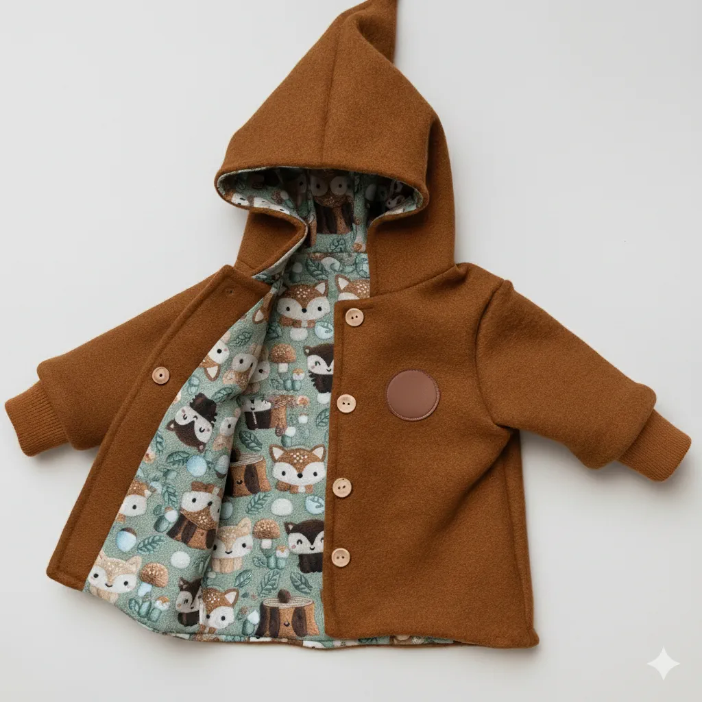 Stoffpaket „Waldfreunde“ – French Terry, Wollwalk & Bündchen in warmen Herbsttönen – Bild 2