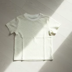 Alternative view of Baumwolljersey „Green Lattice“ – zartes Rautenmuster in Hellbeige