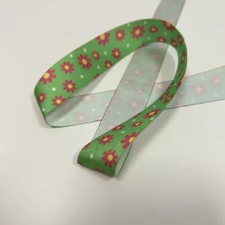 Ripsband „Flower Meadow Grün“ – 25 mm