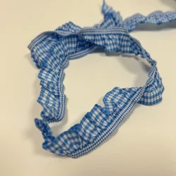 ???? Rüschenborte „Karo Blue Elastic“ – 20 mm