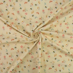 ???? Baumwolljersey „Busy Bees“ – Bienenzauber auf Vanille