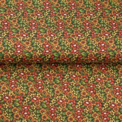 Baumwoll-Webware „Herbstblüte“ – kräftiger Blumenprint in warmen Orange- und Gelbtönen