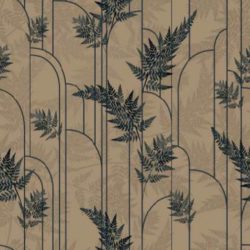 Viskose „Grafikfarn Taupe“ – fließender Viskosestoff mit Farn- und Linienmotiv