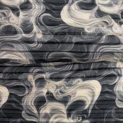 Plissee-Stoff „Black Swirl“ – leichter Polyester-Plissee mit abstraktem Wirbelmuster