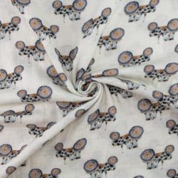 Musselin „Kleiner Farmer“ – weicher Double Gauze mit Traktor-Motiv