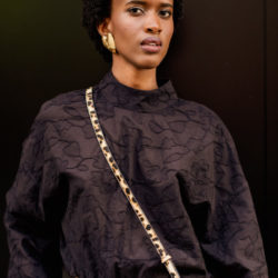 Alternative view of FM410121 woven co embroidery flowers – Black Edition