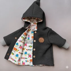 Alternative view of Wollwalk-Set „Bunte Tierparade“ – Grau Meliert x Regenbogen x Hellgrau