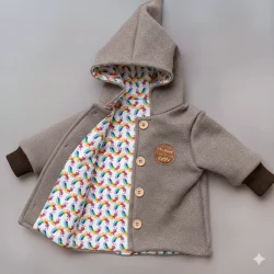 Alternative view of Wollwalk-Set „Regenbogen-Raupe“ – Beige Meliert · 1 m Walk + 1 m Jersey + 0,5 m Bündchen