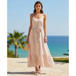 Alternative view of Viskose „Fine Stripes“ – weich fallender Nadelstreifen in Natur & Schwarz