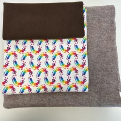 Wollwalk-Set „Regenbogen-Raupe“ – Beige Meliert · 1 m Walk + 1 m Jersey + 0,5 m Bündchen