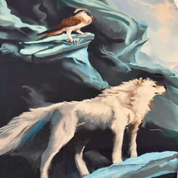 Mini-Stoffpaket „Wolf & Falke“ – Panel + Jersey Babyblau