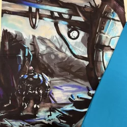 Jersey Mini Stoffpaket – Future Warrior | Panel ca. 60×50 cm + 0,6 m Uni Türkis