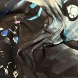 Jersey Mini Stoffpaket – Future Warrior | Panel ca. 60×50 cm + 0,6 m Uni Türkis