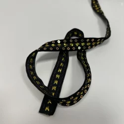 Webband mit Samtrand 15 mm – Schwarz mit goldenen Akzenten