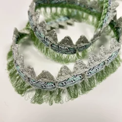 Dekorborte 40 mm – Grün mit Fransen & Zacken