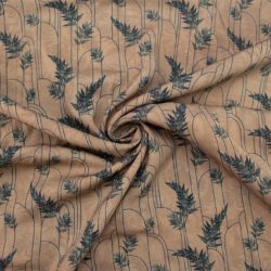 Viskose „Grafikfarn Taupe“ – fließender Viskosestoff mit Farn- und Linienmotiv