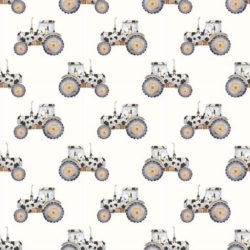 Musselin „Kleiner Farmer“ – weicher Double Gauze mit Traktor-Motiv