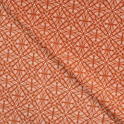 Baumwoll-Voile „Terracotta Geo“ – leichter Baumwollstoff mit geometrischem Ethno-Muster