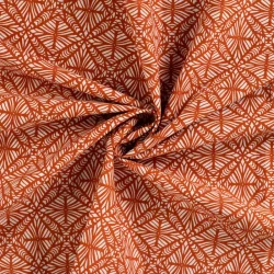 Baumwoll-Voile „Terracotta Geo“ – leichter Baumwollstoff mit geometrischem Ethno-Muster