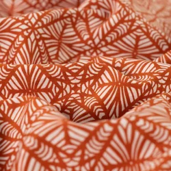 Baumwoll-Voile „Terracotta Geo“ – leichter Baumwollstoff mit geometrischem Ethno-Muster