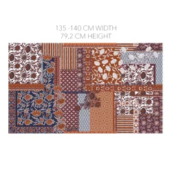 Baumwoll-Voile „Patchwork Terracotta“ – leichter Baumwollstoff mit Retro-Patchwork-Design