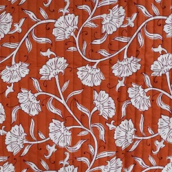 Quilted Baumwollstoff „Ethnic Flowers Cognac“ – gesteppt, doppelseitig, 100 % Baumwolle