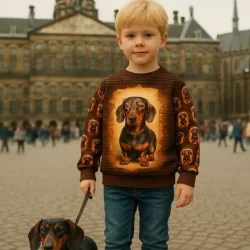 Alternative view of French Terry Panel „Dackel Vintage“ – angerauter Sommersweat, Panel 75 × 150 cm