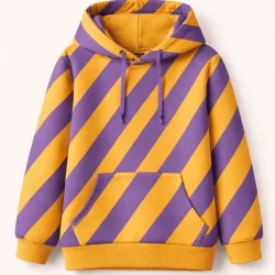 Alternative view of French Terry Streifen Senf–Lila – weicher Sommersweat mit diagonalem Muster