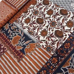 Baumwoll-Voile „Patchwork Terracotta“ – leichter Baumwollstoff mit Retro-Patchwork-Design