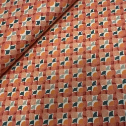 Canvas Stoff Retro Geometrie Terracotta – robuster Baumwollcanvas mit grafischem Muster