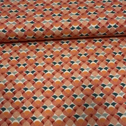 Canvas Stoff Retro Geometrie Terracotta – robuster Baumwollcanvas mit grafischem Muster