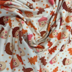 Jersey Stoff Eichelchen – weicher Baumwolljersey mit Herbstmotiv