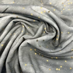 French Terry angeraut „Sternenzauber Rauchblau“ – kuschelig, ruhig & traumhaft schön