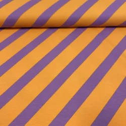 French Terry Streifen Senf–Lila – weicher Sommersweat mit diagonalem Muster