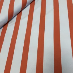 French Terry Streifen Hellblau–Terracotta – weicher Sommersweat mit diagonalem Muster