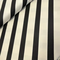 French Terry Streifen Ecru–Schwarz – zeitloser Sommersweat mit diagonalem Muster