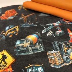 Hoodie-Set „Baustelle“ – Sweat mit Orange | Nähset bis Gr. 122