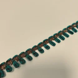 Dekorborte 15 mm – Türkis mit kupferfarbenen Akzenten