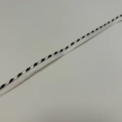 Posamentenpaspel 10 mm – Weiß mit Schwarz (Viskose)