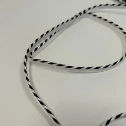 Posamentenpaspel 10 mm – Weiß mit Schwarz (Viskose)