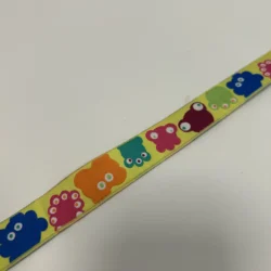 Webband 20 mm – Bunte Monster auf Gelb