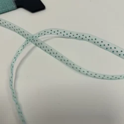 Organzaband 10 mm – Mint mit Punkten (bedruckt)