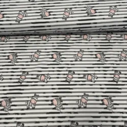 Baumwolljersey „Kleine Zebras – Grau/Weiß“