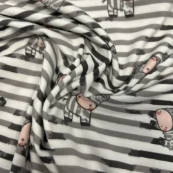 Baumwolljersey „Kleine Zebras – Grau/Weiß“